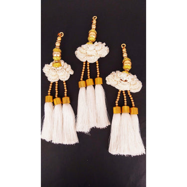 White Tassels With Pearl and Beads Embellishments Indian Tassels Wedding Bridal Latkan, Ethnic Tassels, Indian Latkan